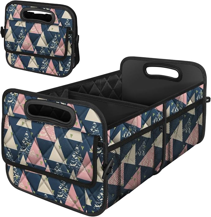 Trunk Organzier and Storage with Reinforced Handles,Car Accessories for Women/Men 50L Waterproof Polyester for Car/SUV/Minivan/Truck(Medium, Triangle)