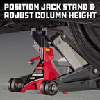 Powerbuilt 2 Ton U-Jack Garage Jack, 3000 LBS Loading Capacity, Lift Range: 4-1/2-Inch to 18-3/4-Inch, Unique Saddle for sliding jackstand into - 620516
