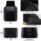 10 Pcs Car Floor Mats Full Set Car Accessories, Microfiber Leather Steering Wheel Covers 14.5-15 inch, Center Console Cover, Seat Belt Pads, Cup Coasters, Universal Interior Decor(Blue)