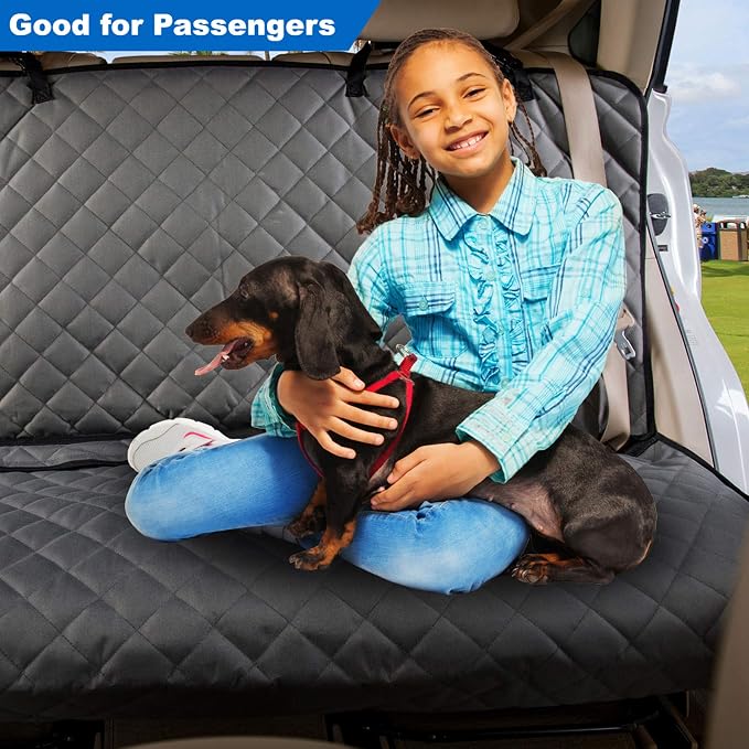 Bench Car Seat Cover Protector - Waterproof, Heavy-Duty and Nonslip Pet Car Seat Cover for Dogs with Universal Size Fits for Vehicles, Trucks & SUVs(Grey)