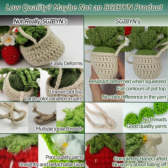 Crochet Hanging Plant for Car,Car Decorations Interior,Plant Strawberry Aesthetic Car Accessories for Women Interior Cute,Car Ornaments Charms for Rear View Mirror,Boho Car Decoration Gifts