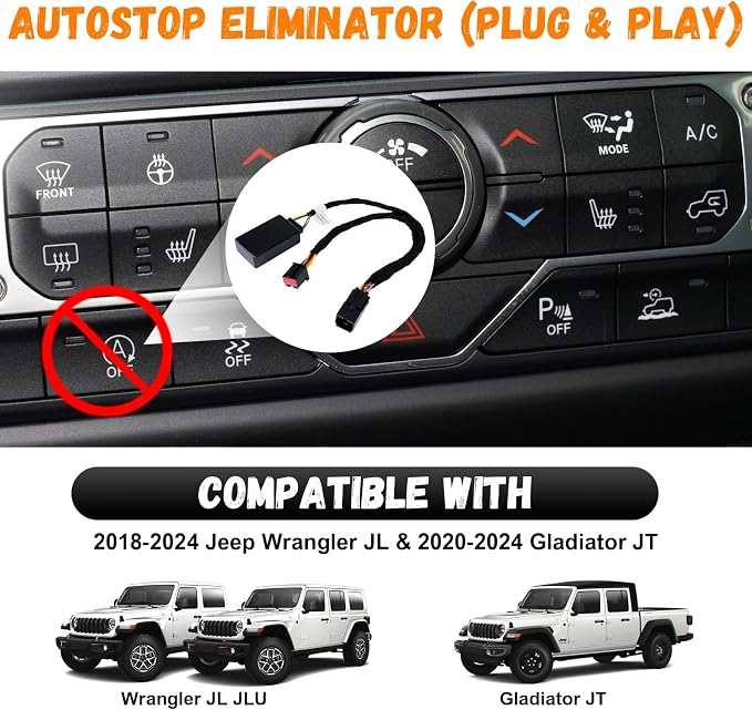 Auto Start Stop Eliminator for 2018-2024 Jeep Wrangler JL & 2020-2024 JT, Engine Start-Stop System Bypass, Automatic Stop-Start Canceller