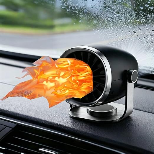 12v Car Heater, Portable Car Heater and Defroster That Plugs into Cigarette Lighter,Windshield Defogger,360°Rotary Defroster 2-in-1 Heater&Cooling Fan (Round)