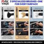 Detailing Brush Set, 9PCS Car Detailing Kit Interior with 2 Cleaning Gel & Towel, Boar Hair Car Detailing Brush, Soft Bristle Dust Brush for Dashboard Vents, Auto Truck SUV RV Accessories