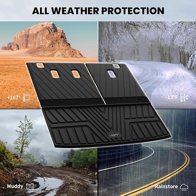 Cargo Mat with Backrest Mat for Honda Pilot 2023 2024 2025 2026, Split & One-piece Foldable Seating TPE Custom Fit Trunk Mat Cargo Liner with Seatback Mat Accessories, Black
