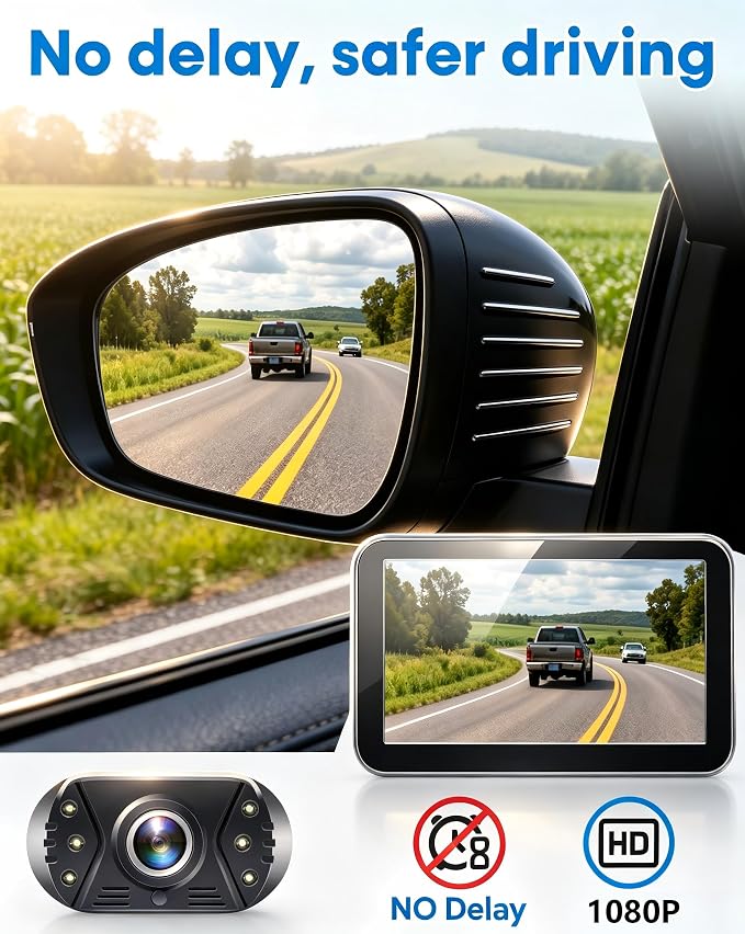 HD 1080P Backup Camera: 15-Min Easy Install 7 inch Large Screen Color Night Vision See Clearly at Night Up to 10 Meters - Reverse Camera for Trucks Cars Pickup SUVs Rear View Safety & Parking Assist