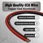 4 Gauge Wire - 50 feet 4 AWG Battery Cable - Copper Clad Aluminum (CCA) Wire for Car Audio, Amplifier Power, 4 Gauge Battery Cables, and Ground Applications