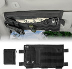 Car Sun Visor Organizer, Double Sided Visor Organzier with Card Pouch for Cars, Trucks, Vans, Multi-Functional Sunglass Holder, Tactical MOLLE Accessories