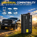 1000W Power Inverter for Car, 12V DC to 110V AC Converter with 3.0A USB Type-C Outlets, 12 Volt Car Cigarette Lighter Battery Inverter for Vehicles