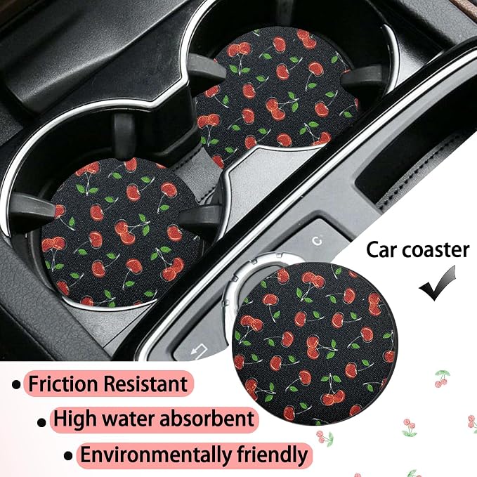 Cherry License Plate Frames，red Cherry Car Accessories for Women and Men ，Cute License Plate，Aluminum License Plate Frame Fits Standard US Vehicles Size 12.2 x 6 Inch (Black-Cherry)
