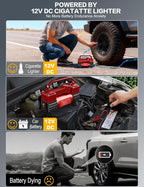 12V Heavy Duty Tire Inflator Metal Portable Air Compressor Pump | 6X Faster Inflation Dual Cylinders 150PSI Air Pump with Adapter for Car, RV,Pickup Truck, SUV, Van,Camper, Air Bed,Ball