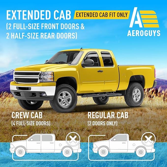 Extra Durable Window Deflectors In-Channel Visors Rain Guards Fit for Chevrolet (Chevy) Silverado 1500 2007-2013 Extended Cab, Sun Visors, Wind Vent for Shades, Exterior Car Accessories - 4pcs. AG0013