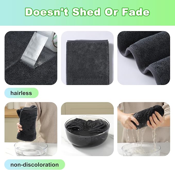 Microfiber Towels for Cars, 2 Pack 63" x 29.5" Car Drying Towel, Dark Gray Reusable Car Towel, Quick Drying Car Microfiber Cleaning Cloth for RVs, SUVs, Trucks
