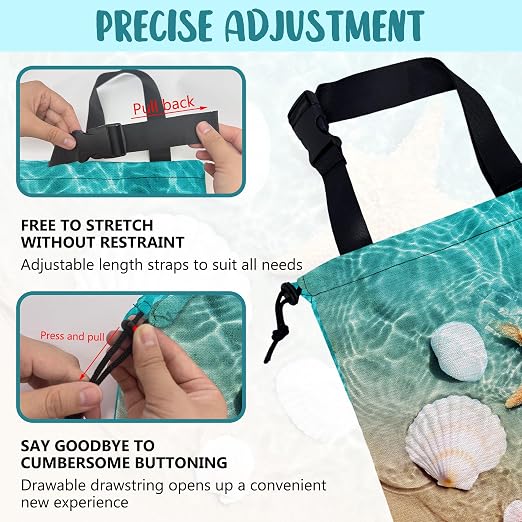 Car Garbage Bag Summer Starfish Seashell on Beach Hanging Canvas Car Trash Bag Waterproof Drawstring Car Back Seat Organizer for Car Back Front Seat Console with Adjustable Buckle