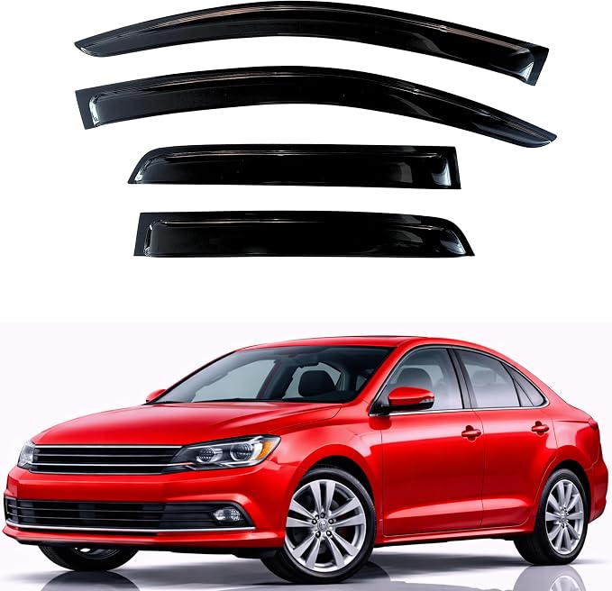 KPY Rain Guards Fit for 2011-2018 Volkswagen Jetta, Out-Channel Window Visors Vent Wind Deflectors 4PC, Car Accessories for 11-18 VW Jetta