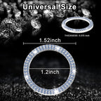 2 PCS Crystal Double Rhinestone Car Engine Start Stop Decoration Ring, Bling Car Interior Accessories for Women, Push to Start Button Cover Sticker, Automotive Decals, Light Blue