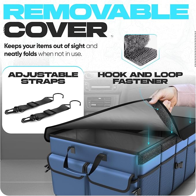 Trunk Organizer For SUV Car Trunk Organizer, Foldable Storage, Car Accessories for Women Men, Collapsible Bag, 600D Oxford, Non Slip Bottom, Straps, Soft Cover (65L)