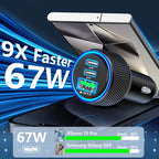 [Apple MFi Certified] iPhone 17 Car Charger Fast Charging, KYOHAYA 3Port 67W PD/QC Car Power Adapter USB-C Car Charger Car Accessories + Type-C Braided Cord for iPhone 17/17 Pro/16 Pro/15/Galaxy/Pixel