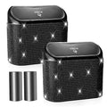 Bling Car Trash Can with Lid - 2 Pack, Mini Auto Garbage Can with 60 Trash Bags, Automotive Garbage Container Bin, Bling Car Accessories Trash Can for Women (Black Diamond)
