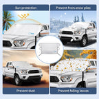 Thickened Car Windshield Cover for Ice and Snow,Sunshade. All-Weather Windproof Frost Protector to Save Morning Scrape Time, Fits Large SUVs & Pickup Trucks (70.86"x42.5"/Silver)