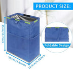 Hanging Car Trash Can with 4 Storage Pockets, Waterproof Leakproof Oxford Auto Garbage Bag, Adjustable Garbage Bag, Foldable Car Trash Bin Fit for Truck, SUV, Home, Office