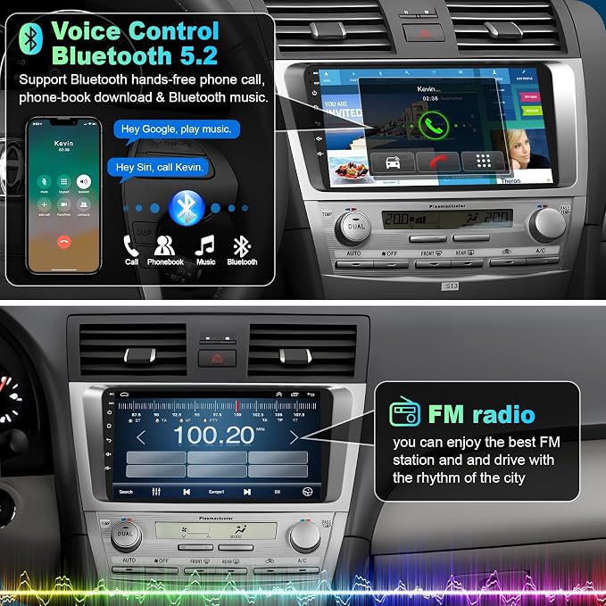 Touch Screen Car Radio Stereo for Toyota Camry 2006-2011 | Wireless Carplay&Android Auto&Mirrolink, FM Radio, GPS Navigation,DSP Setting,Back-up Camera,Blutooth,Split Screen,SWC