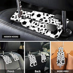 Car Seat Headrest Hook, Universal Leather Cute Hanger Holder Hook, Storage Organizer Interior Accessories for Purse Bags Handbag Black White Soccer