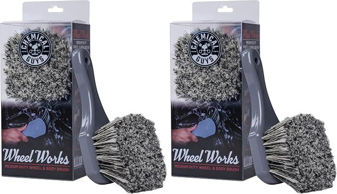 ACCG09 Wheel Works Medium Duty Wheel & Body Brush, (Safe for Cars, Trucks, SUVs, RVs, Motorcycles, & More) Gray (Pack of 2)