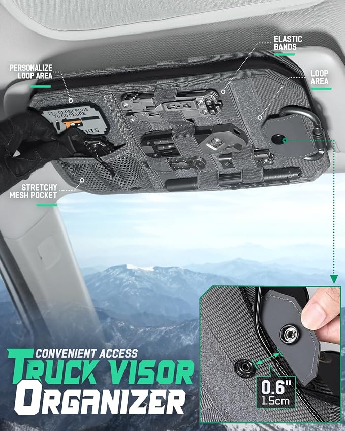 Tactical Car Sun Visor Organizer, Fit Cars Trucks SUV Jeeps Patrols | Tactical Car Sun Visor Organizer, Fit Cars Trucks Suv Jeeps Patrols
