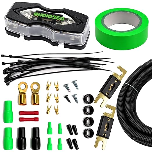 AD0C 0 Gauge Amplifier Wiring Kit - True Spec 0 AWG Power Cable, ANL Fuse Holder (200A & 250A), 17 ft Installation Kit with RCA, Ground, Speaker & Remote Wire - Universal Compatibility