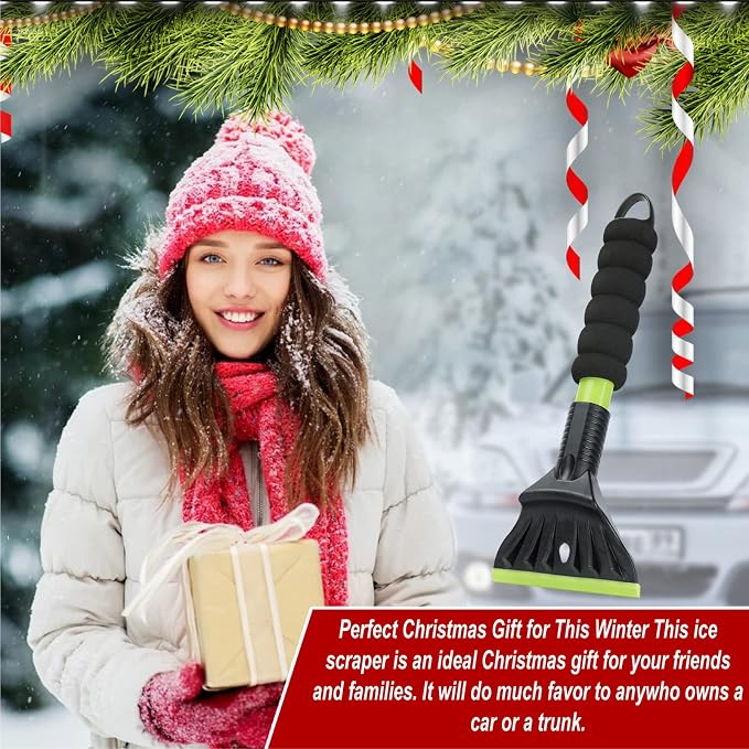 Oversized Ice Scrapers for Car Windshield, Snow Brush Scrapers Car Window Frost Removal with Foam Handle, 4.7Inch Large Soft Blade for SUVs Trucks-Scratch（1pc）