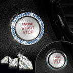 2 PCS Crystal Rhinestone Car Engine Start Stop Decoration Ring, Bling Car Interior Accessories for Women, Push to Start Button Cover Sticker, Automotive Decals, Blue