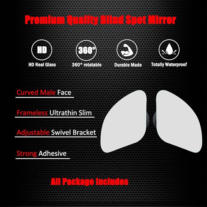 Blind Spot Mirror, Frameless HD Glass Convex Wide Angle Stick on Rearview Blindspot Mirror for Car Side Mirror Blind Spot (Fan, Small, Pack of 2)