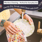 crae. Microfiber Hand Towel & Washcloth Set of 2 - Double-Sided, Waffle Weave, Super Absorbent, Lint-Free, Fast Drying - for Bathroom, Kitchen, Car, and Window Cleaning (Petal Lane/Posey)