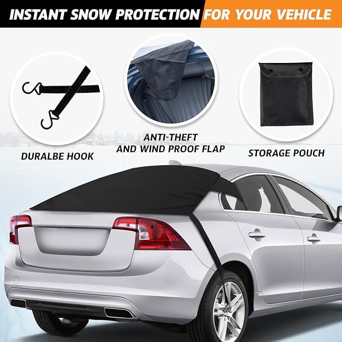 Rear Windshield Cover for Ice and Snow | Car Back Window Snow & Frost Cover | Complete Protection from Snow and Other Winter Debris | Winter Car Accessories for Sedan, SUV & Van | Medium
