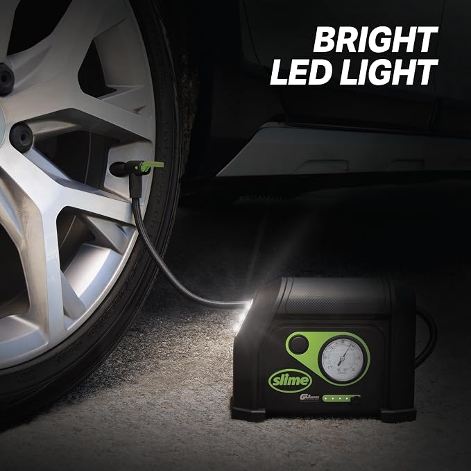 40084 Tire Inflator, Cordless, Portable Air Compressor Pump, Lithium Ion Battery and LED Light, Rechargeable, 8 min Inflation