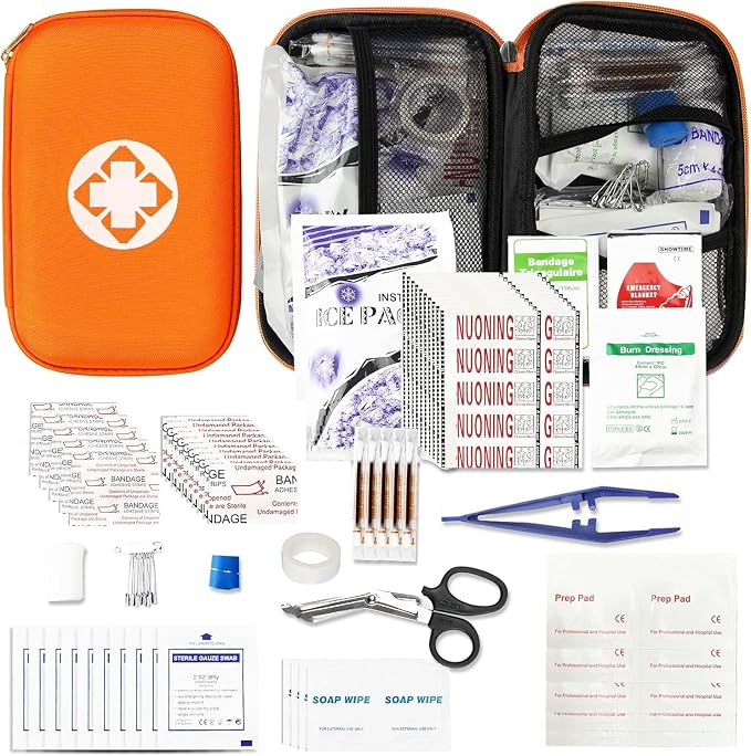 276PCS Mini Car First Aid Kit Travel Size for Business Trips, Compact First Aid Emergencies Kit Supplies for Rv Hiking Rode Trips Home Essentials, Orange