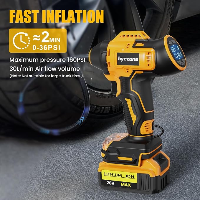 Tire Inflator Compatible with Dewalt 20V Max Battery, 160 PSI Cordless Air Compressor With LCD Digital Pressure Gauge for Car, Bike, Sport Ball (No Battery)