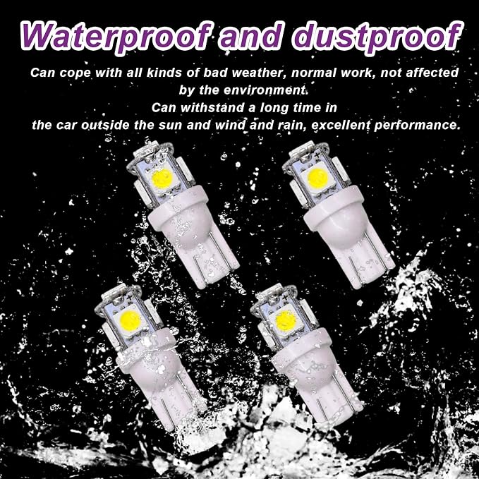 10 PCS Car Interior LED Light Bulb, T10 5050 5SMD LED Car Bulb Kit, Super Bright Automotive Led Replacement Bulbs for Dashboard Dome Map Door Courtesy License Plate Lights (White)