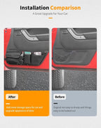 Front Door Storage Pockets Side Organizer Bag Door Net Pocket Replacement Compatible with Jeep Wrangler JK JKU 2011-2017, Interior Storage Expansion Accessories, 2PCs