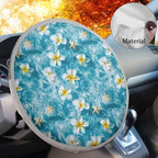 Steering Wheel Sun Shade Cover Sun Foil Anti-Heat Steering Wheel Cover Seaside Frangipani Steering Wheel Sun Heat Shield for SUV Truck Van Auto Interior Protector