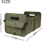 AOKJOY Car Trunk Organizer, Green, Foldable, Non-slip, Adjustable, Multiple Compartments, 600D Oxford Cloth Material