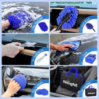 27PCS Car Detailing Kit Auto Cleaning Tools Wash Set with Storage Carry Bag Home Use for Interior Exterior Deep Clean Polish Car Care Windshield Dashboard Seat Air Vents Wheels Tires, Blue