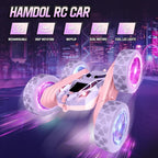 Remote Control Car, Double Sided 360°Rotating 4WD RC Cars, with Sparkling LED Wheels, 2.4GHz Electric Race Stunt Toy Car, Rechargeable Toy Cars for Boys Girls Birthday Valentines Gift