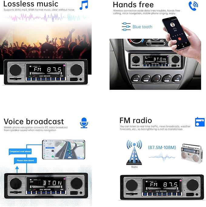 12V Bluetooth Car Radio MP3 Player Vehicle Stereo Audio Support FM/USB/SD/AUX with Remote Control