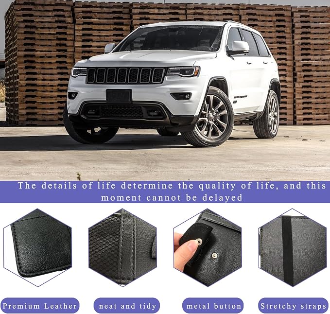Car Sun Visor Organizer, Leather Multi-Pocket Auto Visor Storage Pocket Pouch Holder with Zipper, Vehicle Interior Accessories for Car Truck SUV Sun Visor Case Bag (Black)
