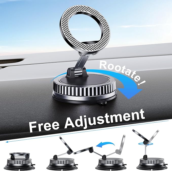 Car Phone Holder for Magsafe [2026 89+LBS Suction & 3700gf Magnetic] 360° Adjustable cell Phone Mount, Phone Holders for Your Car Dashboard & Windshield Pad Phone Holder for iPhone 17-12 Series