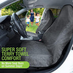 Towel Seat Cover, Waterproof Car Seat Protectors for Gym, Workout & Active Lifestyle, Universal Fit for Car SUV Truck Van, Non-Slip 3 Strap Design, Machine Washable, 1 Pack Grey
