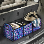 Purple Mandala Flower Car Trunk Storage Box with Pockets Car Accessory for SUVs Cars Automotive Organizer