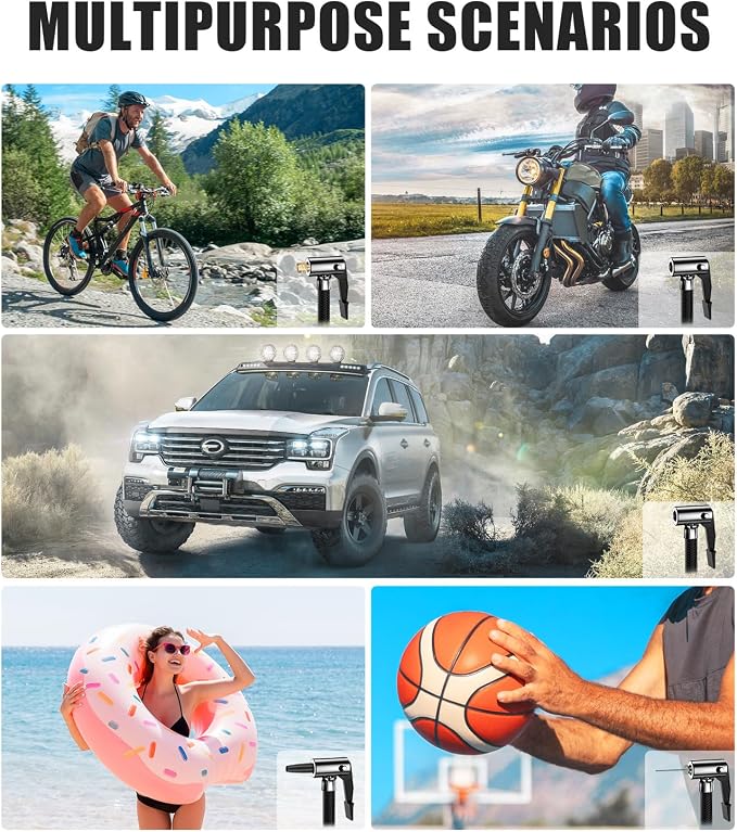 Cordless Tire Inflator Portable Air Compressor, 20V Rechargeable Battery Powered Car Tire Pump w/ 12V DC Adapter, Digital Pressure Gauge, Air Pump for Car, Bike, Motorcycle, Ball